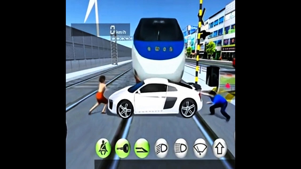 A train hit a car in 3D Driving Class 2 #automobile #gaming #3ddrivingclass2 #shorts #youtubeshorts
