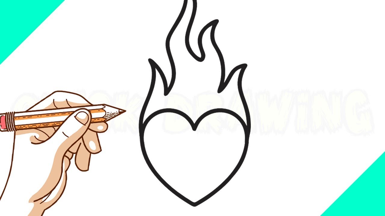 Como desenhar um CORA&Ccedil;&Atilde;O EM CHAMAS #desenho #desenhar #cora&ccedil;&atilde;o