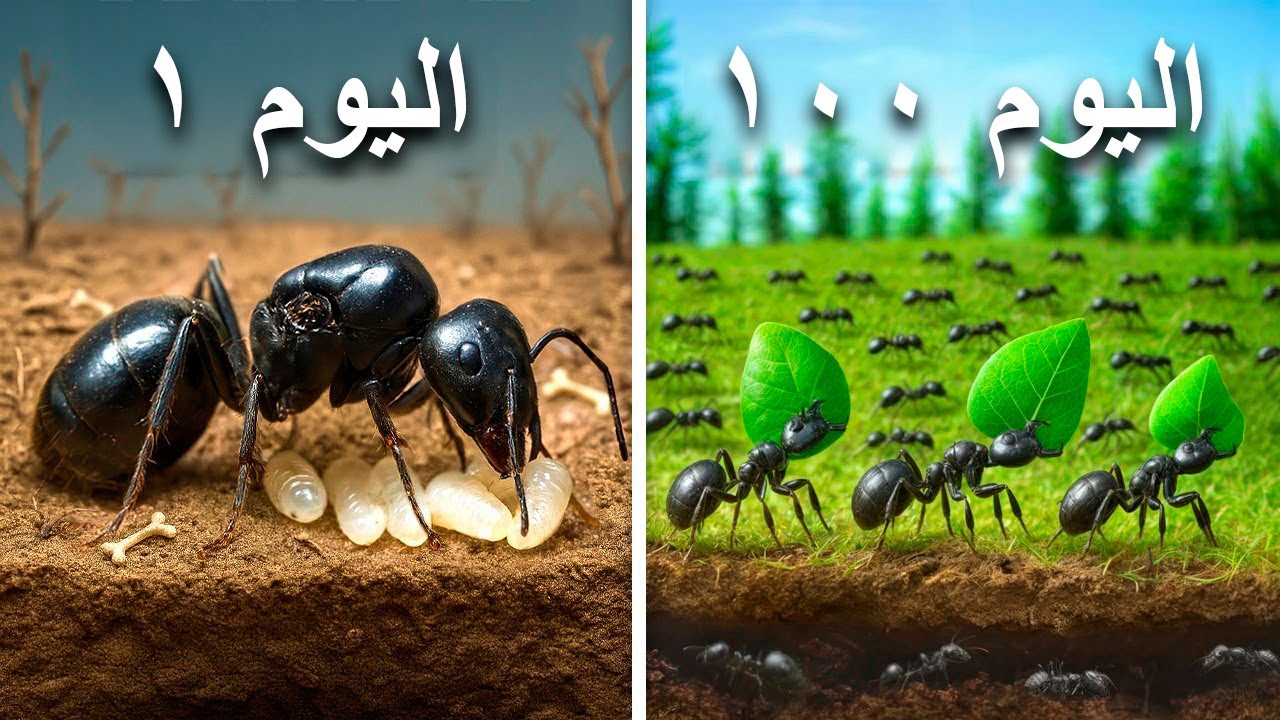 محاكاة مستعمرة نمل لمدة 100 يوم