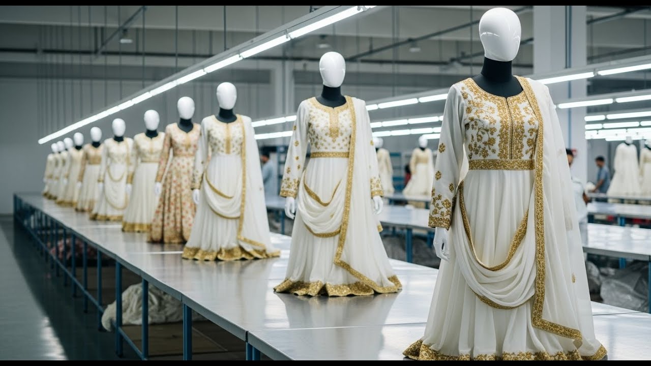 White & Gold Nikah Dresses Factory Process | Bridal Frocks