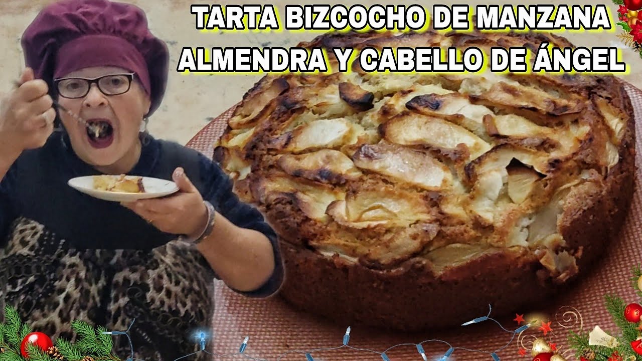 TARTA BIZCOCHO DE MANZANA Y CABELLO DE ANGEL. Deliciosas. María la pastelera - Recetas paso a paso.