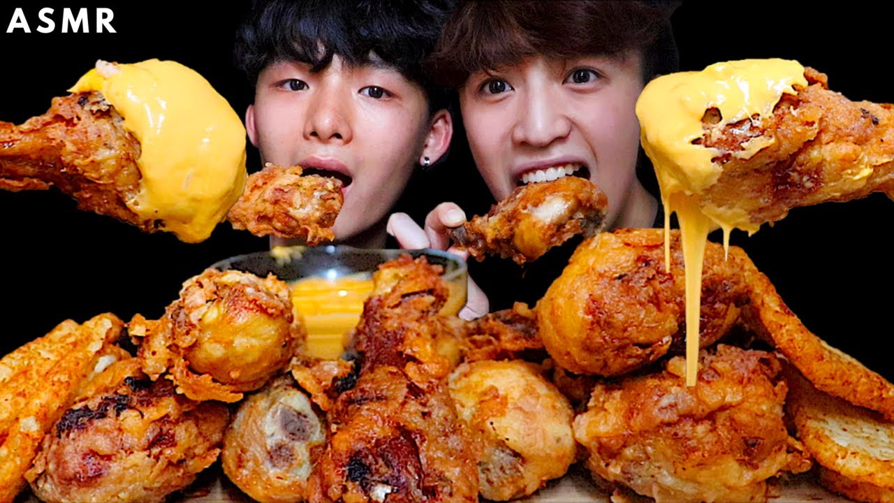 ASMR STRETCHY CHEESE FRIED🐔🧀自製芝士炸雞+薯餅🔥FT. MAR ASMR (Eating Sound)