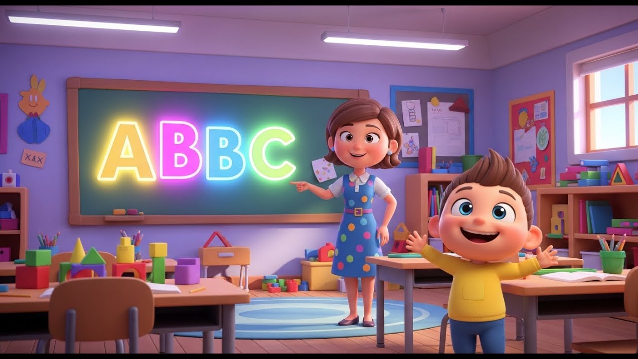 A to Z Alphabet Learning for Kids | 3D Cartoon Teacher & Child | Fun ABC Words & English Learning