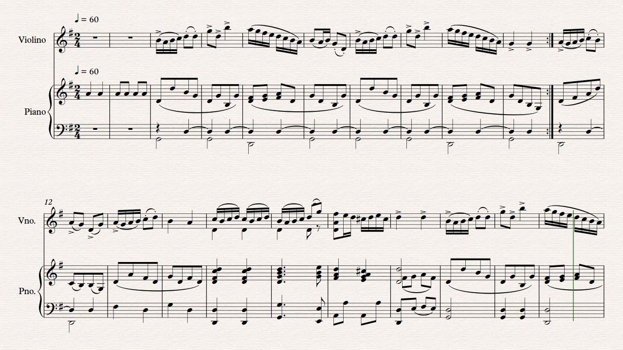 Play Along 60 bpm - L. Ober Tambourin with violin