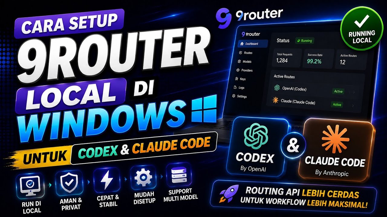 Cara Setup 9router Local di Windows untuk Codex dan Claude Code
