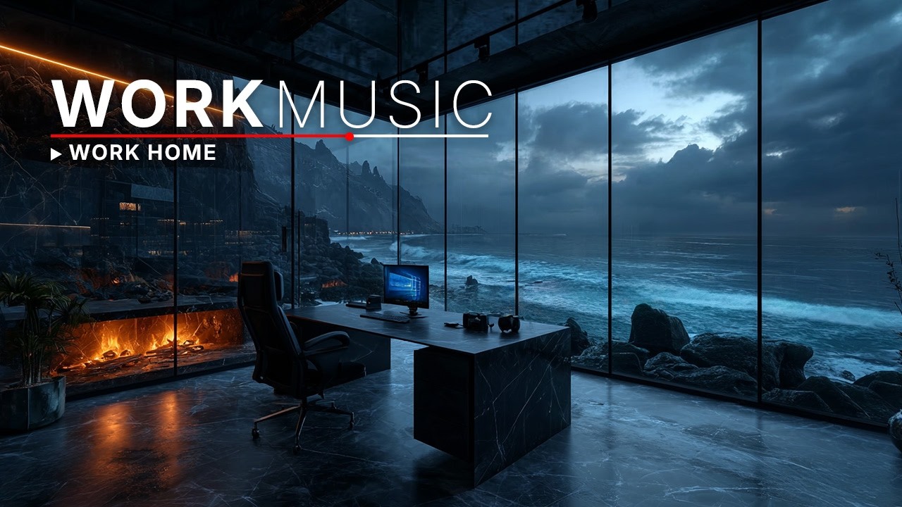 Deep Work Music — Epic Ocean View & Cozy Fireplace | Intense Concentration for Productivity
