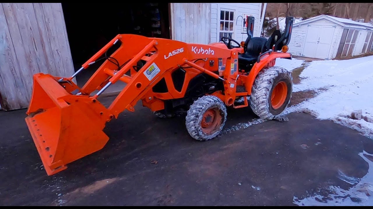 Kubota L3902 4WD Night Ride In The Woods On A Cold Winters Night With Some Snow. A Fun Ride!
