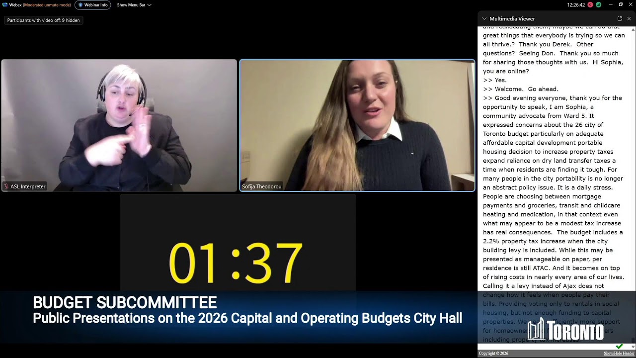 Budget Subcommittee at City Hall - January 20, 2026 - 6:00 PM