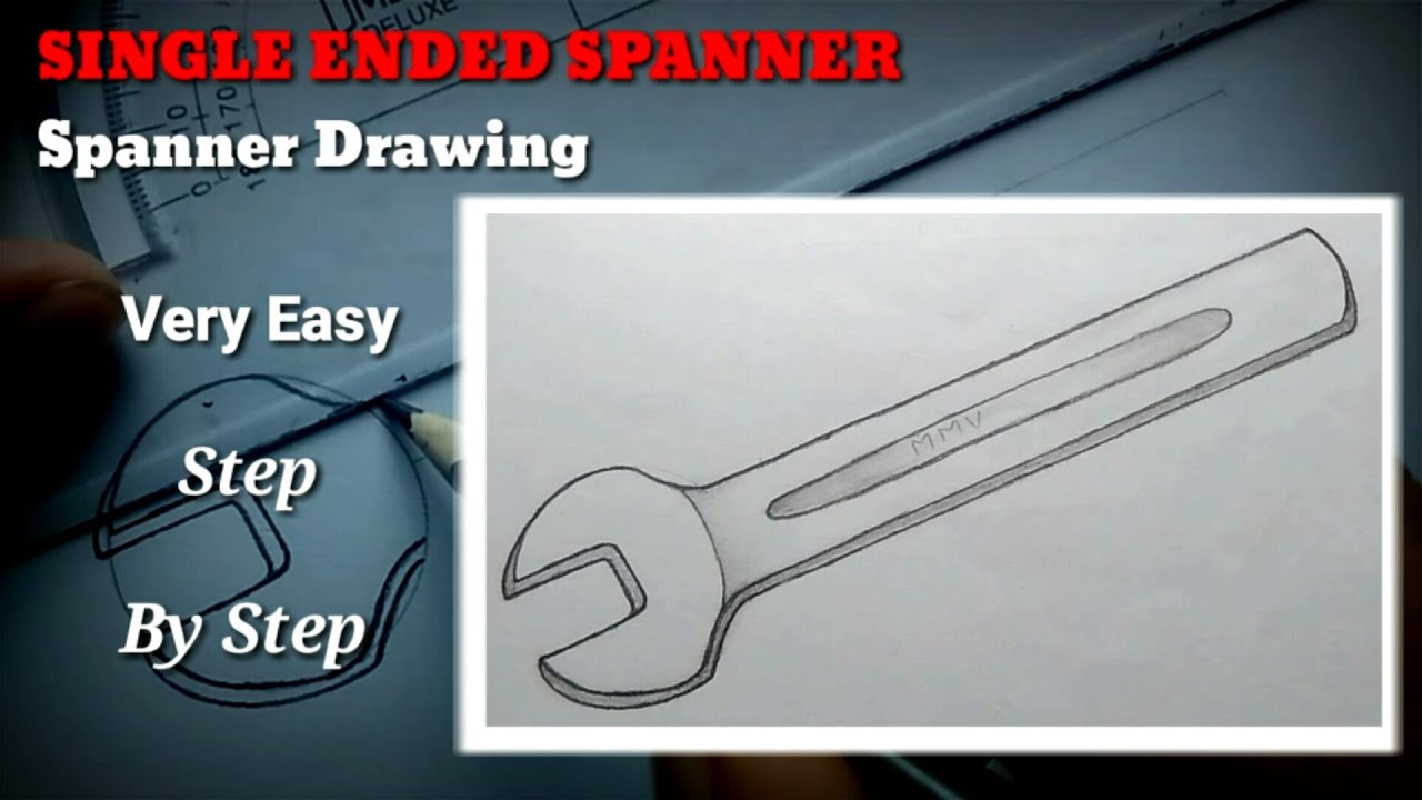 How To Draw Spanner / Free Hand Single Ended Spanner Drawing