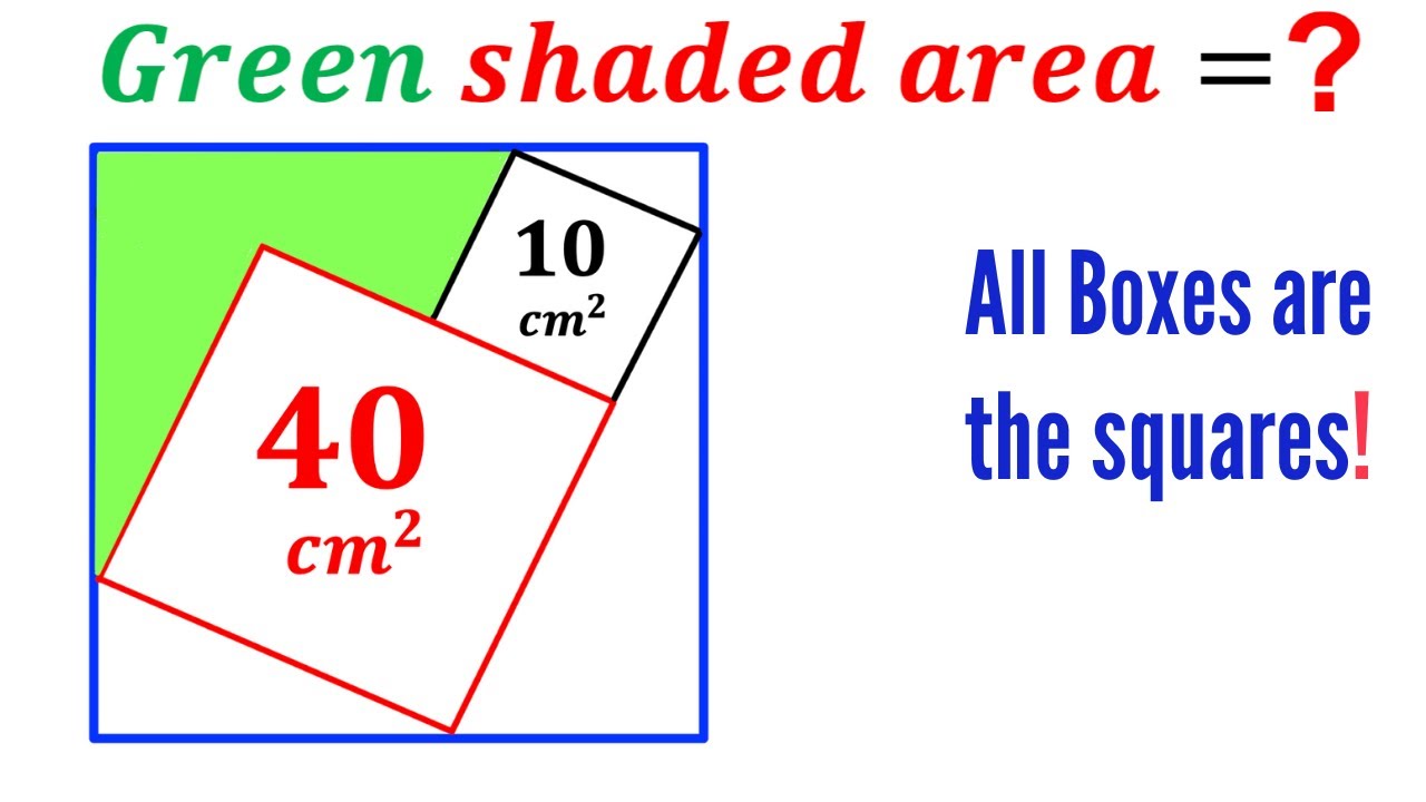 Can you find area of the Green shaded region? | (Squares) | #math #maths | #geometry