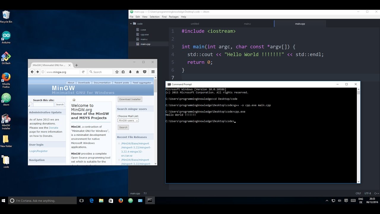 Как установить MinGW в Windows 10 (GCC и G++)