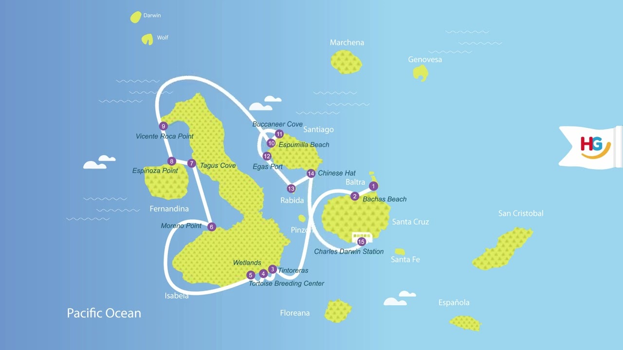 Solaris Yacht 7 Days Itinerary A - Galapagos Islands Cruises 2026