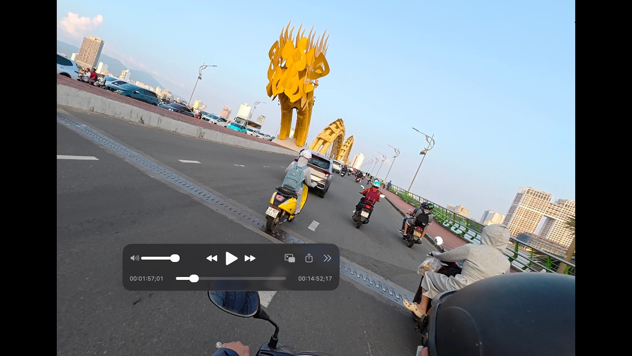 20260307 Day 48 - Motorbike ride over the Dragon Bridge with DJI Nano