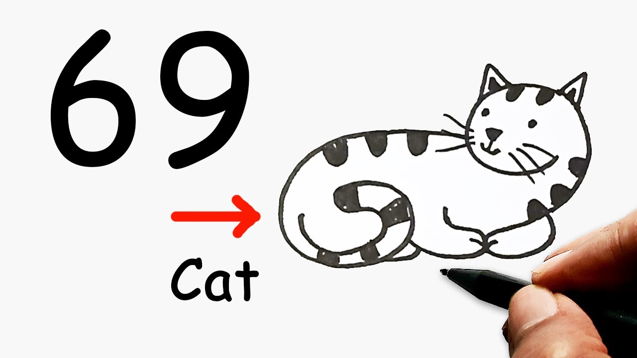 Cute Cat from 6 9 Number Easy Ever | How To Draw a Cat for Beginners