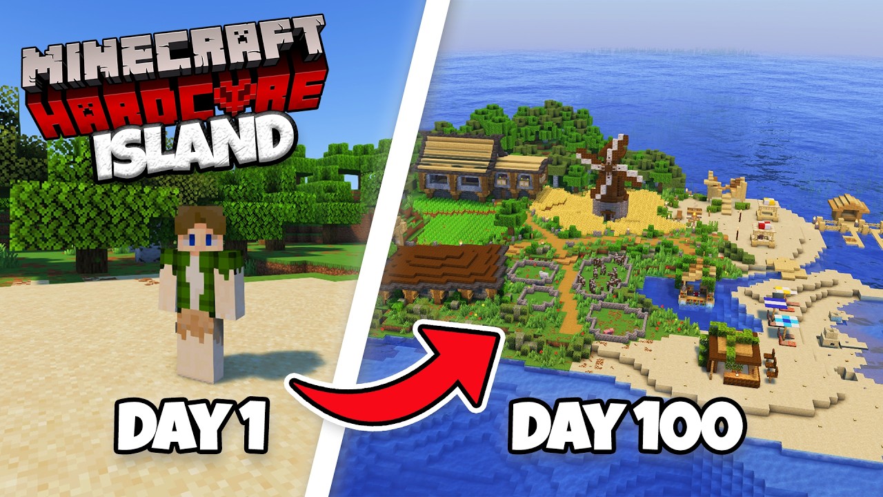 I Survived 100 Days on a DESERTED ISLAND in Minecraft Hardcore
