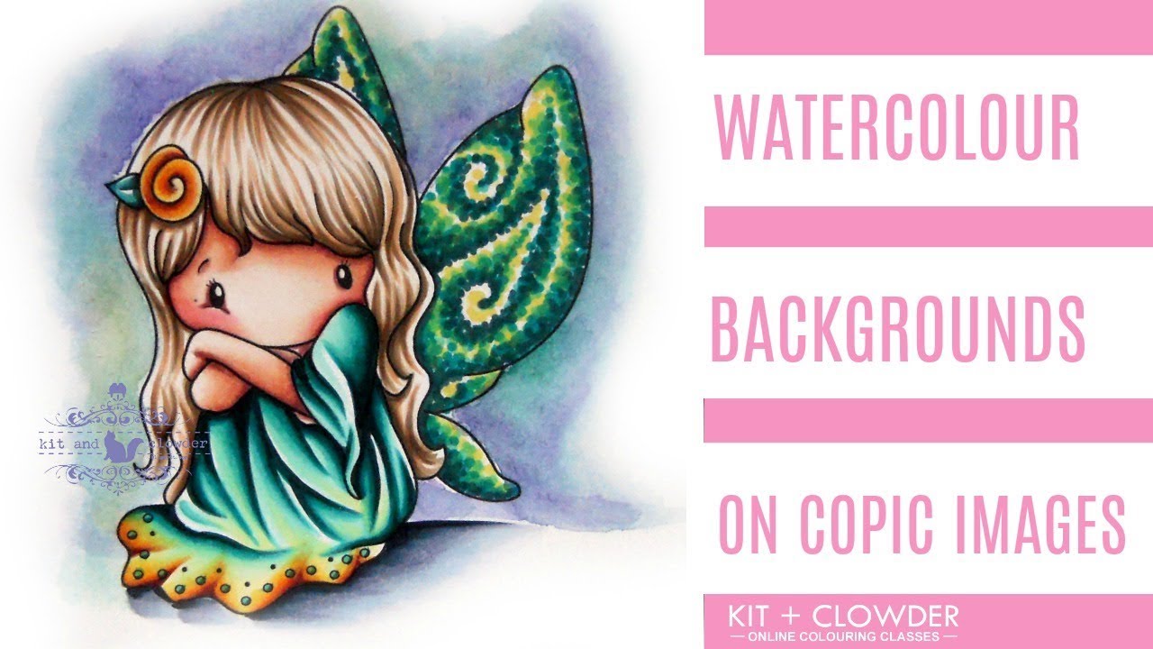 Watercolour Backgrounds on Copic Coloured Images