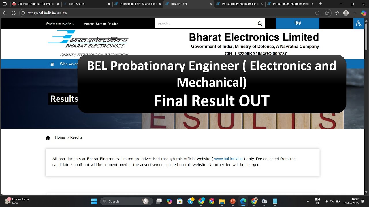BEL Probationary Engineer Final Result Out | Interview Result | Electronics and Mechanical Engineer