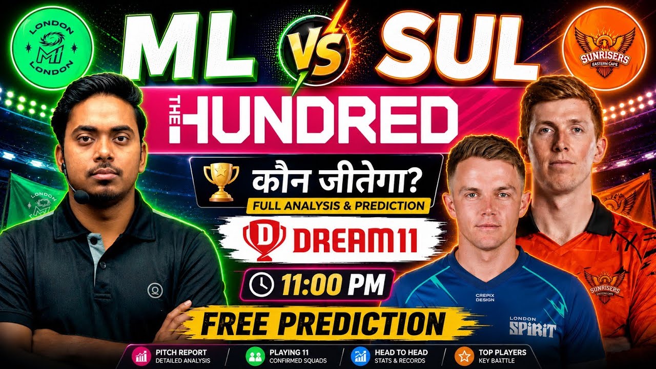 ML vs SUL Dream11 Prediction, MI London vs Sunrisers Leeds Dream11 Prediction, The Hundred 2026
