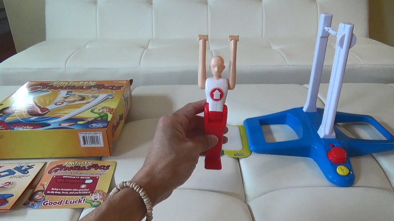 HASBRO GAMING FANTASTIC GYMNASTICS GAME GYMNAST REVIEW AND DEMO HOW TO PLAY DEMONSTRATION