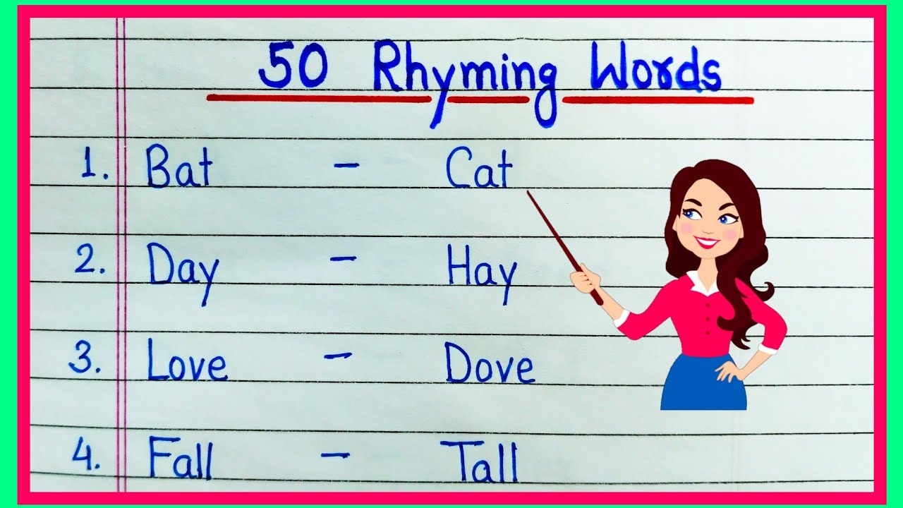 50 Rhyming Words | Rhyming Words in English | Rhyming Words list | Rhyming Words 50 | Rhyming Words