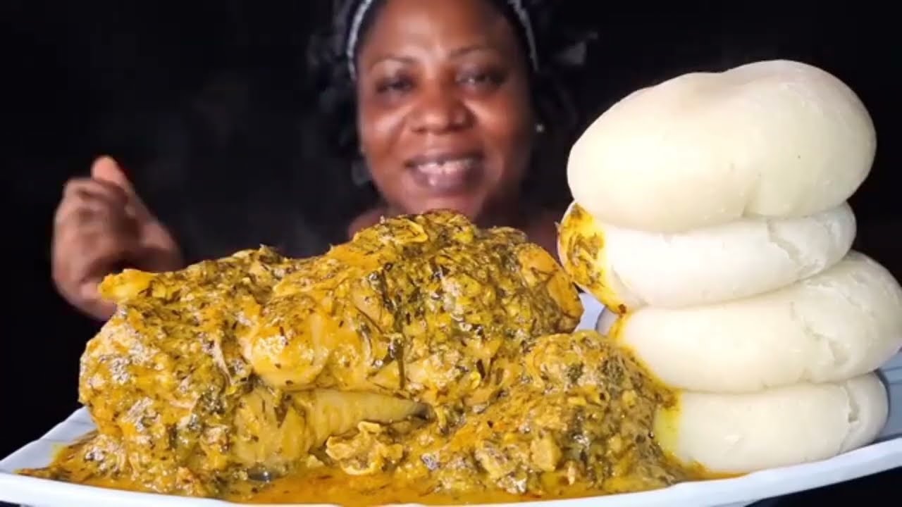 African food mukbang Afang soup and fufu mukbang 