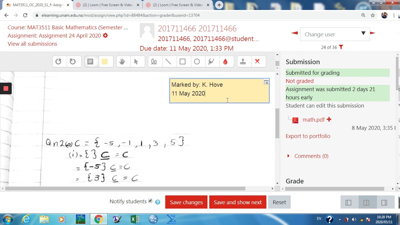 Grading an Assignment in Moodle