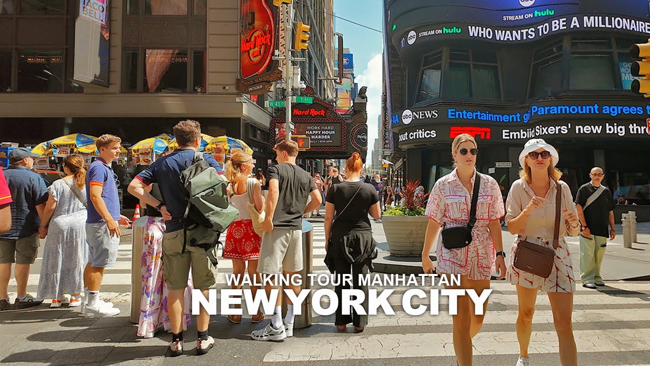 New York Manhattan Summer Walk, Times Square, 7th Avenue, Columbus Circle, 59th Street, 6th Avenue