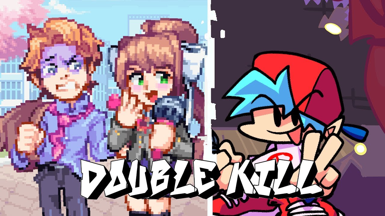 Double Kill, But it's Senpai & Monika! (FNF Impostor V4)