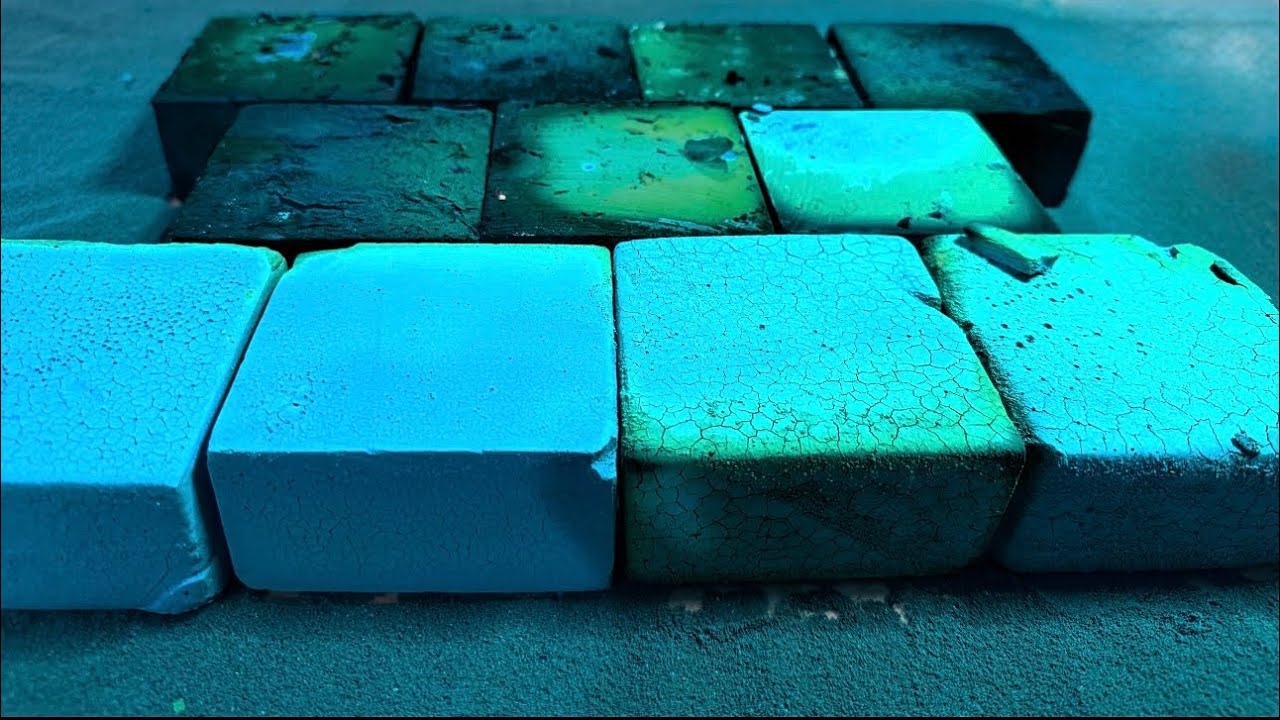 Teal Colored Fresh Chalk Crush | ASMR Gym Chalk + Pebble Crush | Fast Version Included!