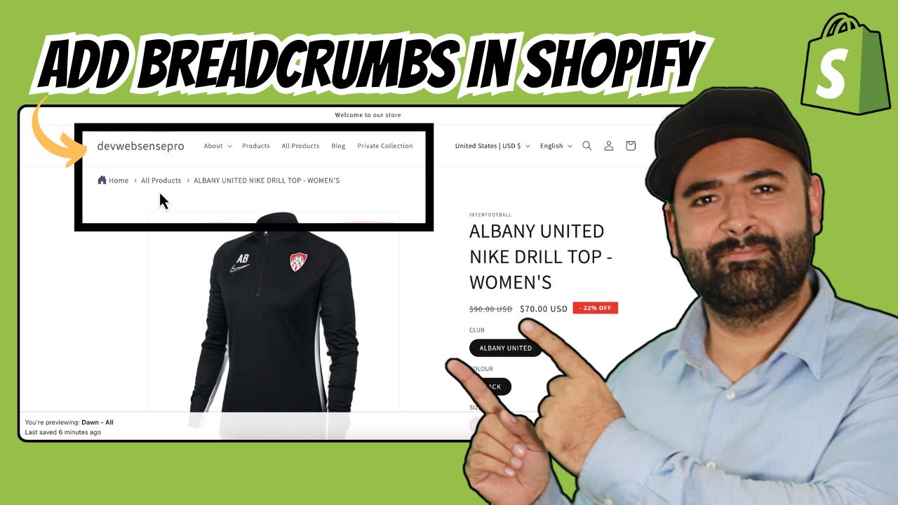 Как добавить хлебные крошки в Shopify — бесплатно — без приложения — [2026]