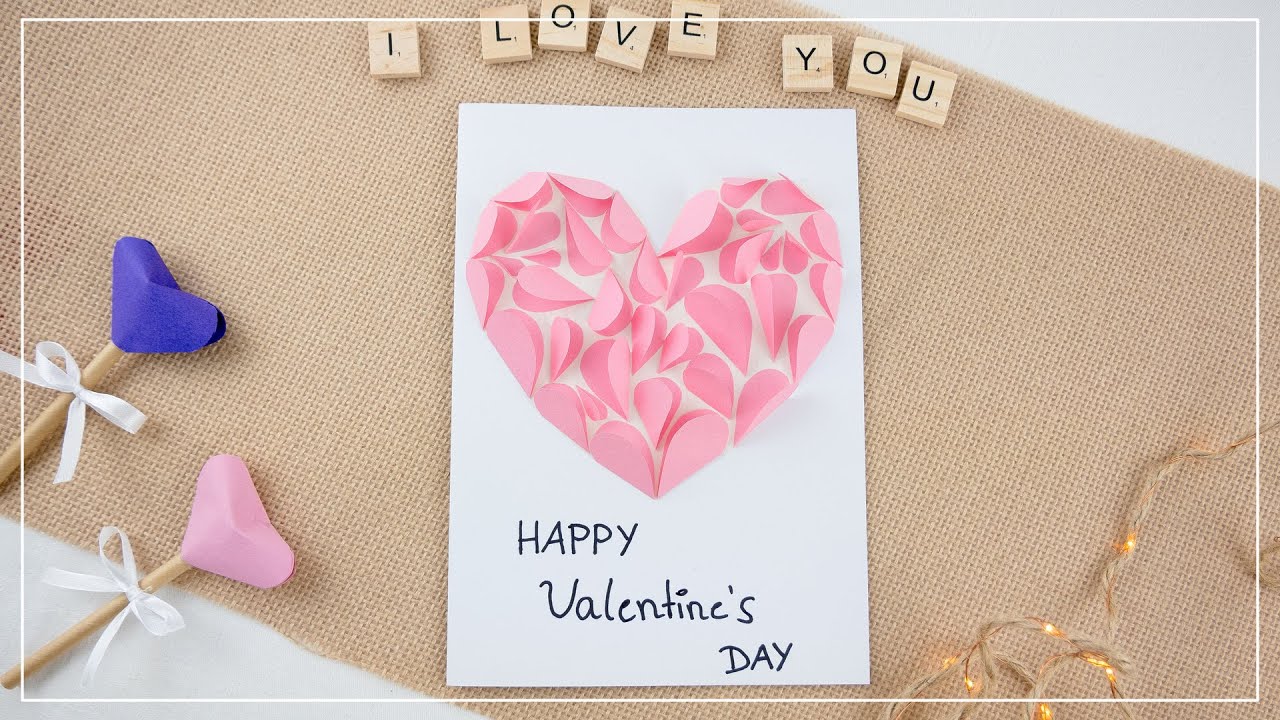 DIY Valentinskarte mit Papierherz basteln |  Geschenkidee zum Valentinstag