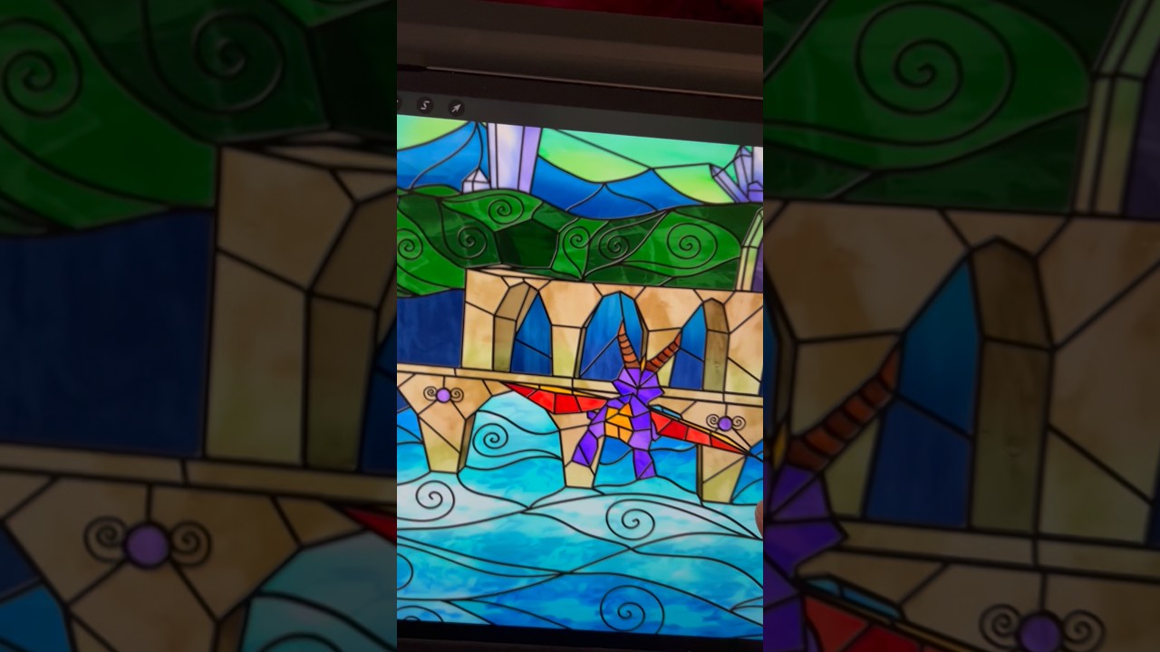#paintwithme #spyrothedragon #sunnyflight #stainedglass #landscape #digitalart #fanart #painting