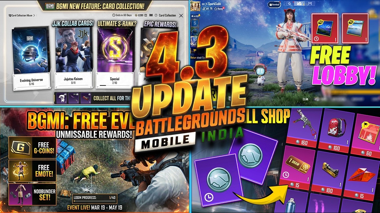 😍 BGMI 4.3 UPDATE IS HERE: NEW CARD FEATURES | RAY ROBOT FREE SKIN + LOBBY PERMANENT | RECALL EVENT.