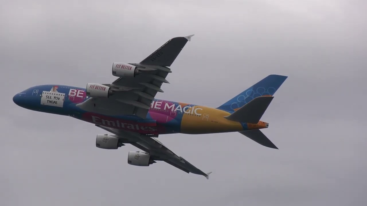 A380 EMIRATES TAKE OFF FROM NICE