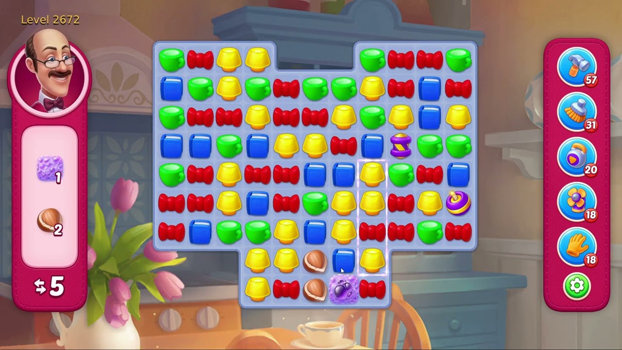 Homescapes Level 2672 - 15 Moves - No Boosters