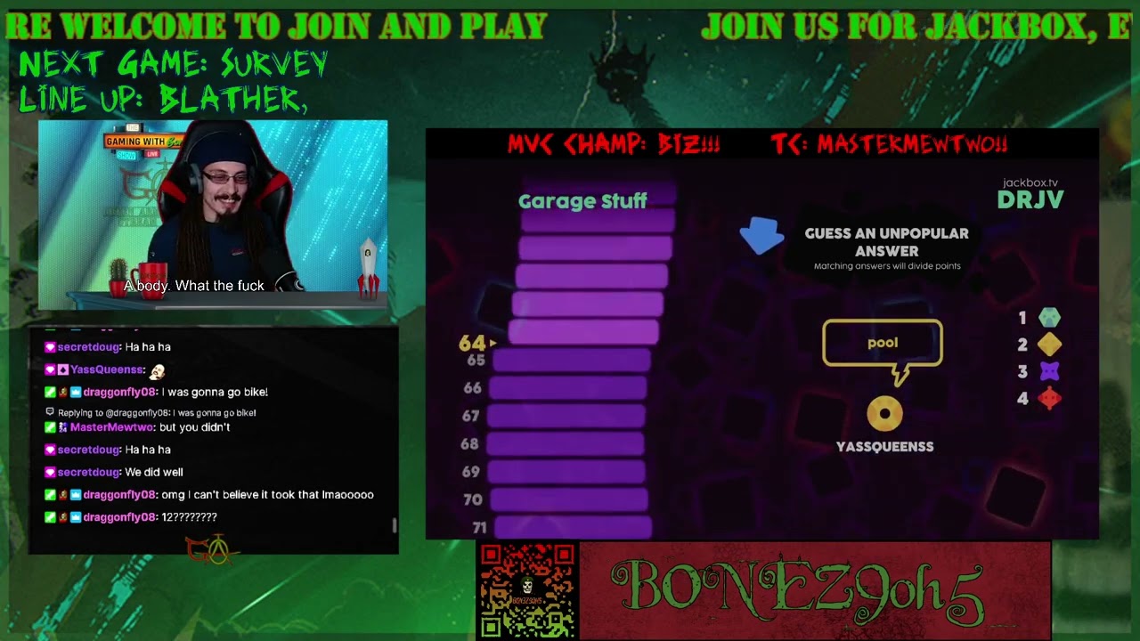 😅I don't think the garage is the place for those | #bonez9oh5 on #Twitch jackbox clips