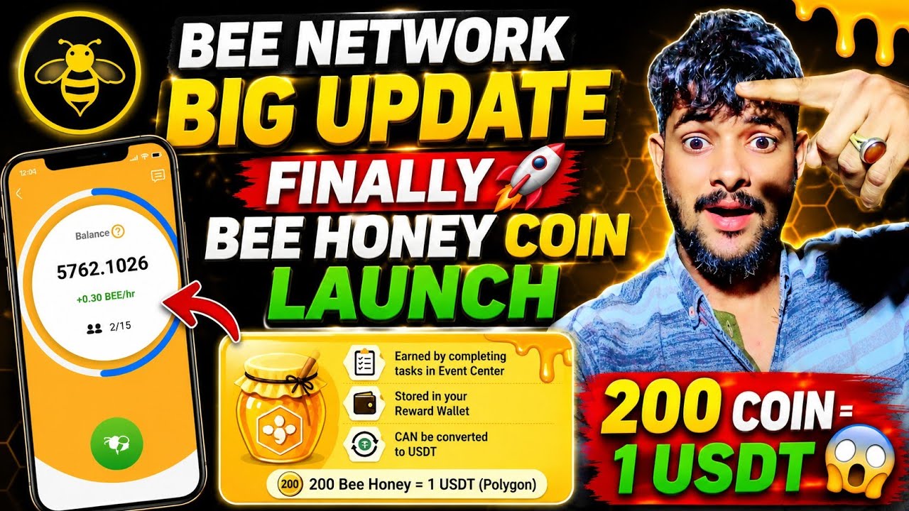 Bee Network Big Update 🔥 Finally Bee Honey Coin Launch | 200 Bee Honey = 1 USDT? Full Details