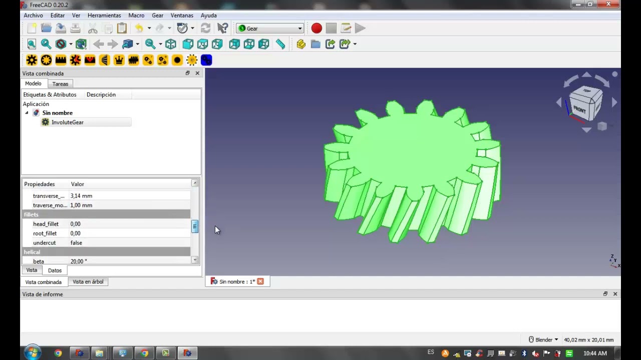 Diseño de Engranajes en FreeCAD