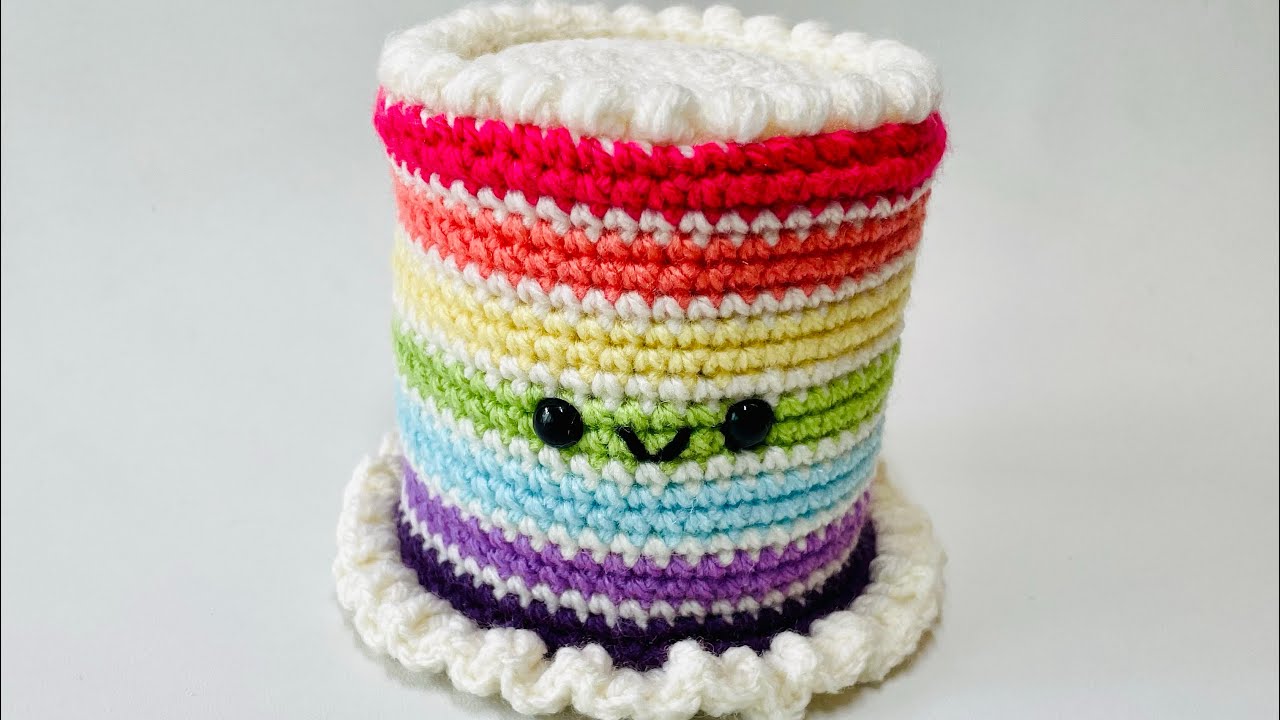 Crochet Rainbow Birthday Cake