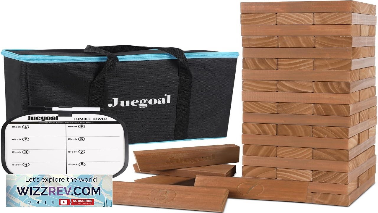 Juegoal 54 Piece Giant Tumble Tower Brown for Adult Kids Family Wooden