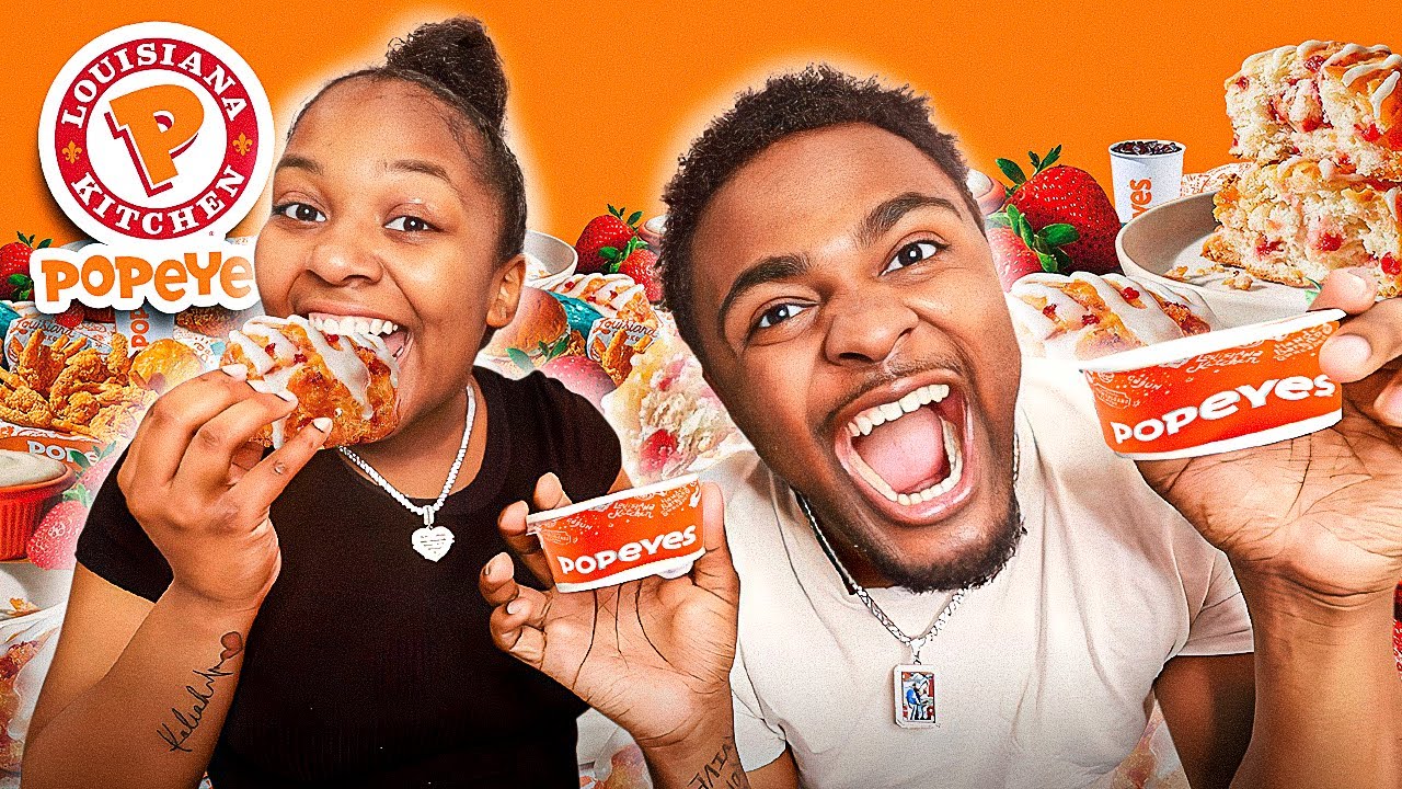 Trying POPEYES New STRAWBERRY BISCUITS! *CHICKEN BRAIN FOUND IN OUR FOOD*