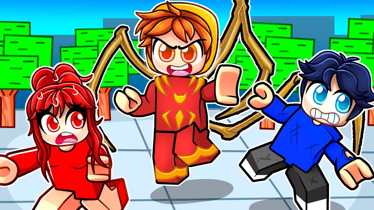 Троллинг игроков в роли IRON SPIDER в Roblox Strongest Battlegrounds