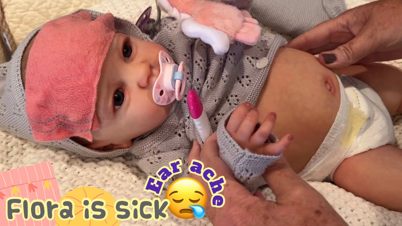 Reborn video | Baby Flora is sick | ear infection, cough, and runny nose | reborn role play