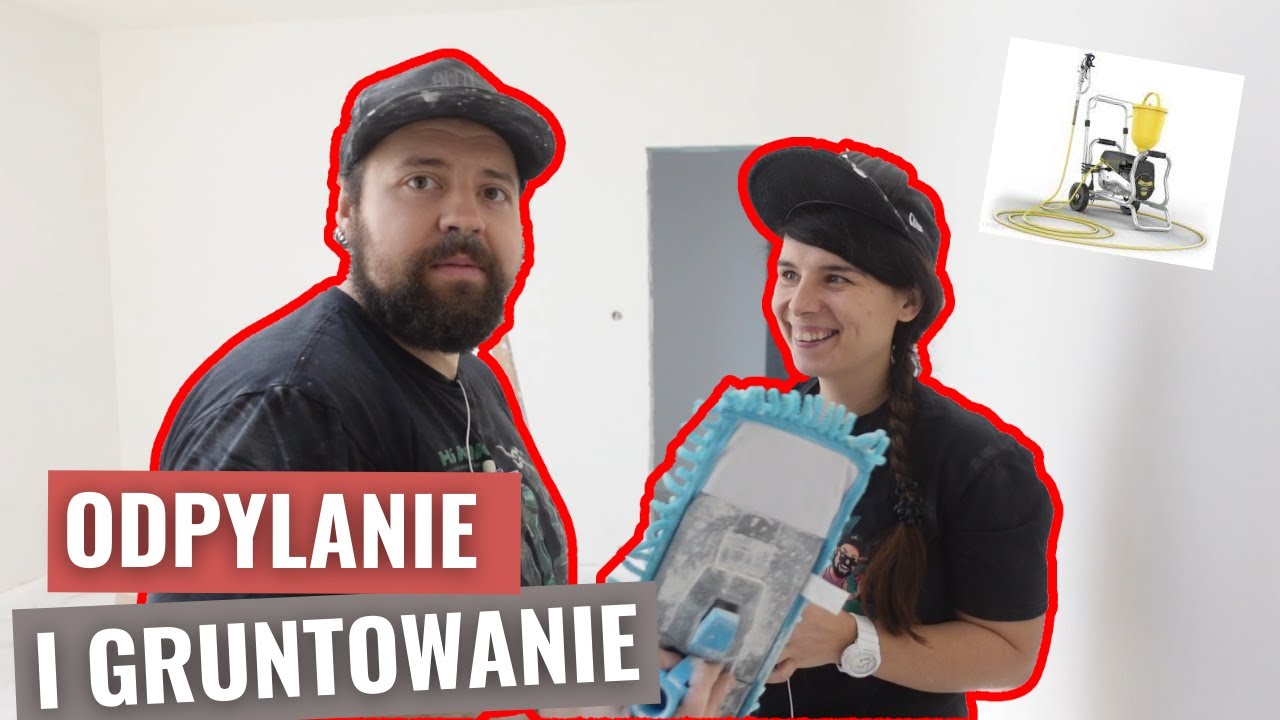 Odpylanie ścian i sufit&oacute;w. Gruntowanie z natrysku przed malowaniem.