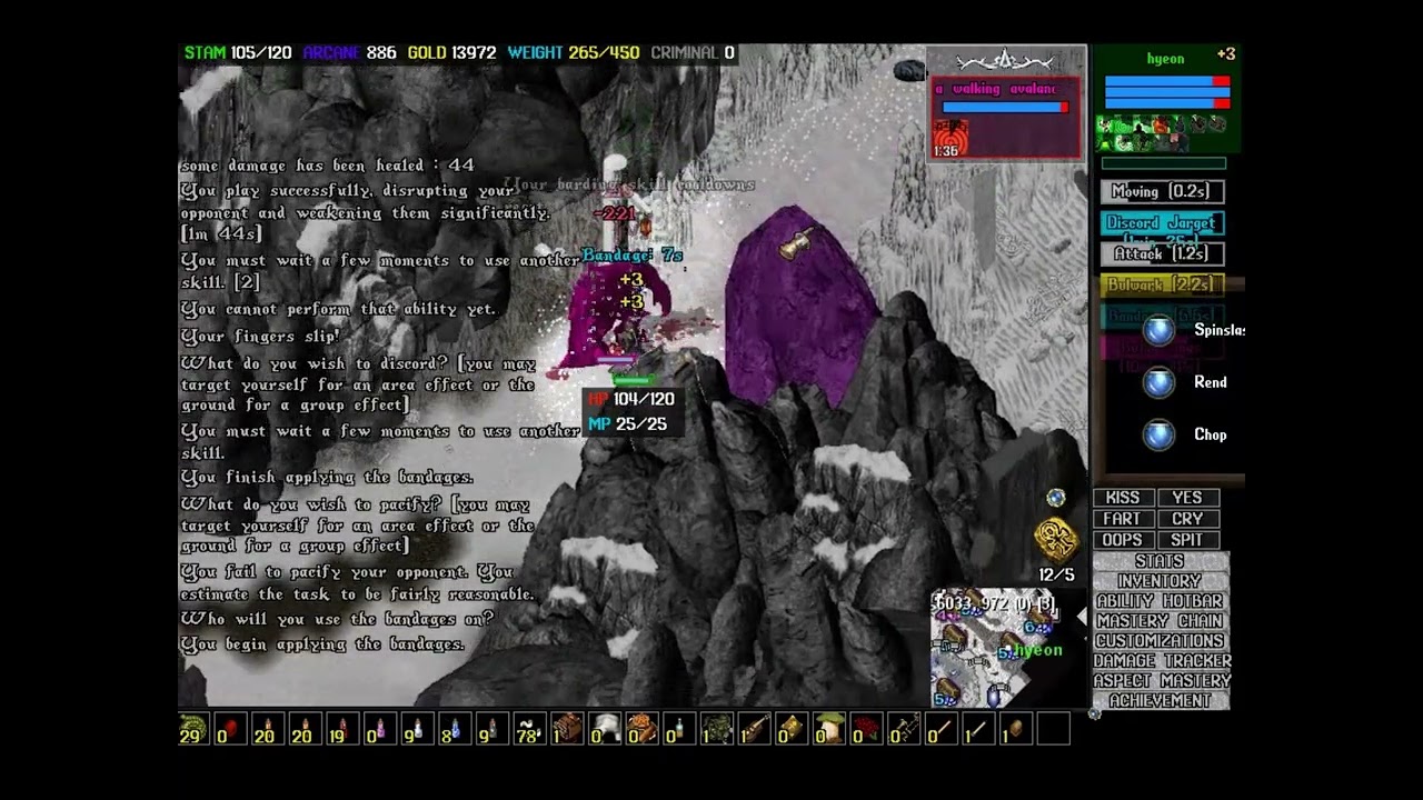UO Outlands. Tribard sword Just level at Cavernam. 울티마온라인 트라이바드소드 캐버남 던전 사냥