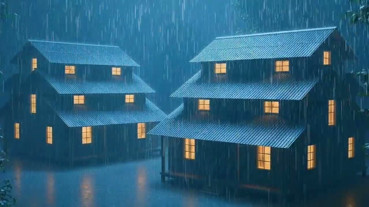 Violent Rain on Tin Roof at Night 🌙 No Ads | Heavy Rain Sounds for Sleeping & Relaxing