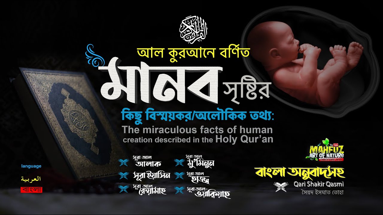 মানব সৃষ্টির অলৌকিক তথ্য নিয়ে The Miraculous facts of human creation described in the Holy Quran