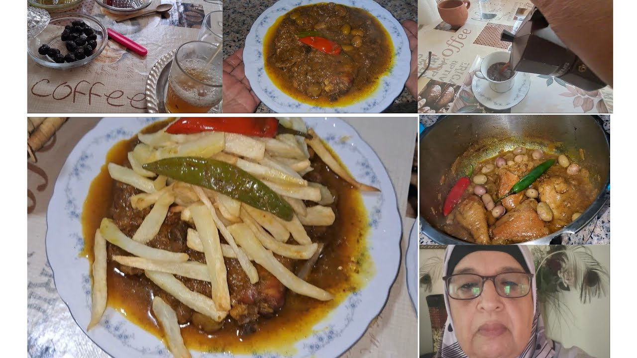 أجيو دوزو معيأ نهاري مريقة دجاج مقطغ مشرمل بزيتون 🍟 مع فطور حاضر🇲🇦