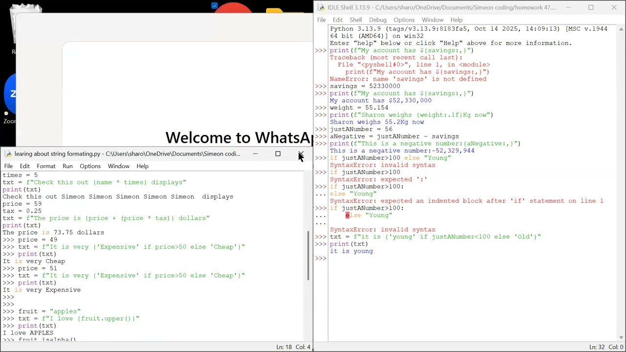 Teaching Simeon F strings in Python