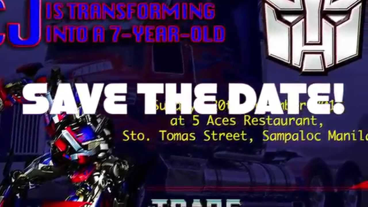 Cyril John's Transformers Birthday Party... Save the Date!